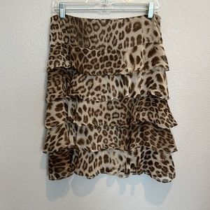 Talbots women’s animal print ruffle skirt size 6